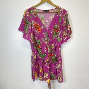 Rachel Zoe Purple Floral Wrap Top